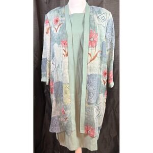 R&M Richards Petite Dress Set SAGE GREEN 2 Piece Set Sz 14P - NWT - READ